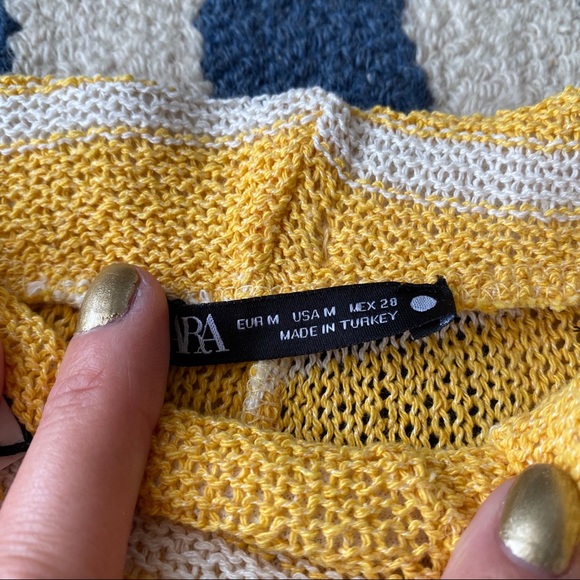 ☀️ ZARA TALL BOHO YELLOW WHITE STRIPE SHEER HIGH WAIST WIDE LEG PANTS! - Picture 9 of 16